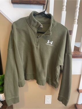 Under Armour Olive Green Fleece Quarter-Zip Pullover